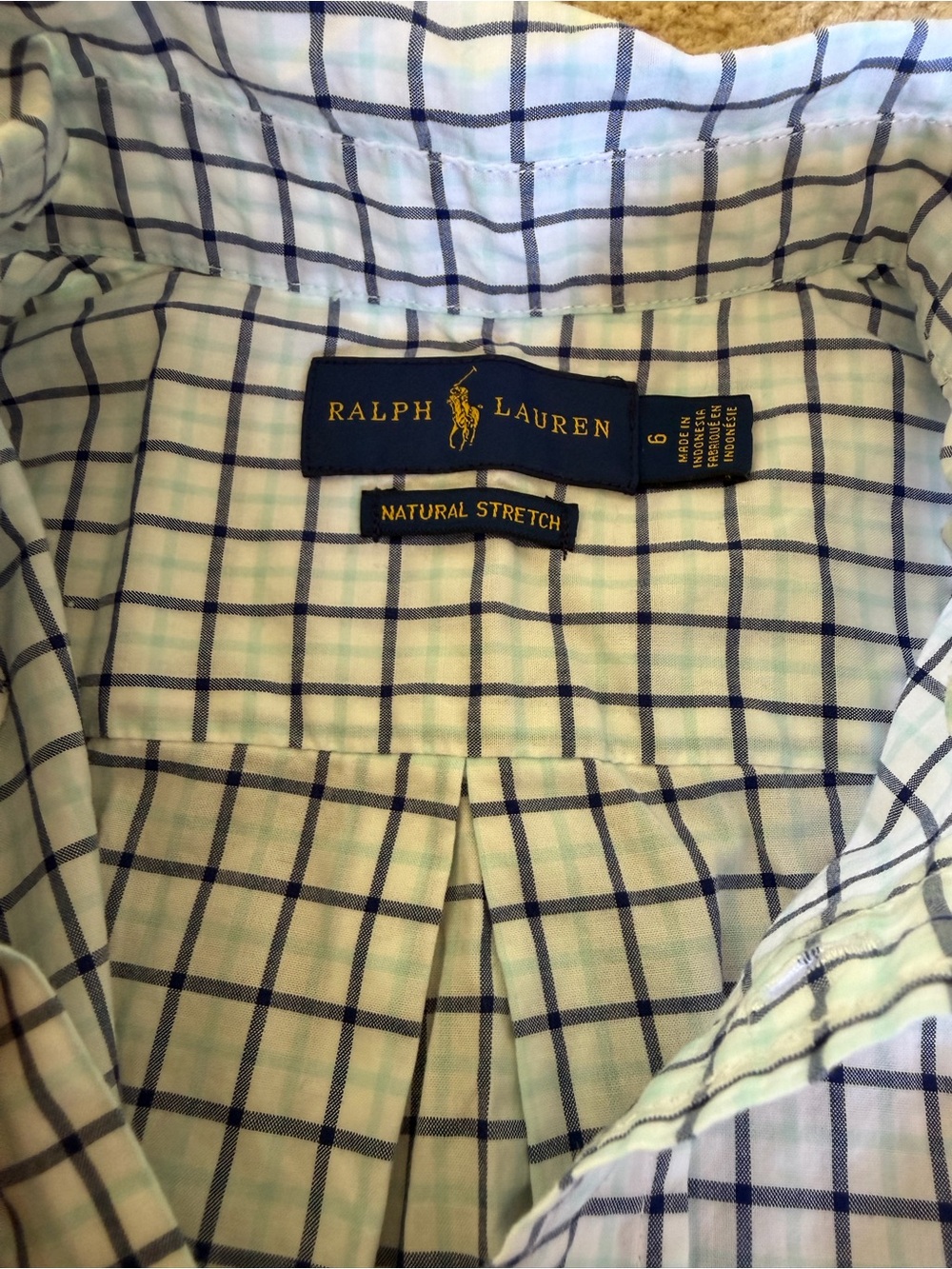 Ralph Lauren White & Navy Windowpane Button-Down Shirt - Picture 4 of 5